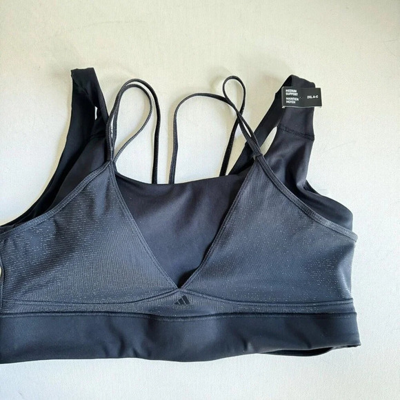 Adidas Black Sparkly Overlay Medium Support Sports Bra 2X - Picture 5 of 10